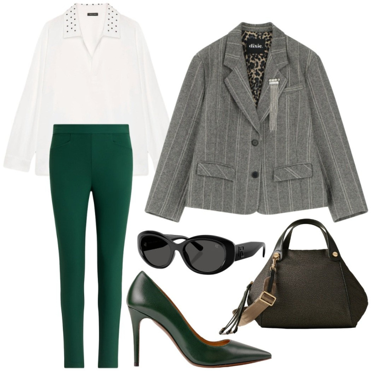 Outfit donna - Il mio novembre In città. Stile Urban per Tutti i giorni. Abbinamento con borse a mano, blazer, pantaloni, décolleté, occhiali da sole, camicie.
