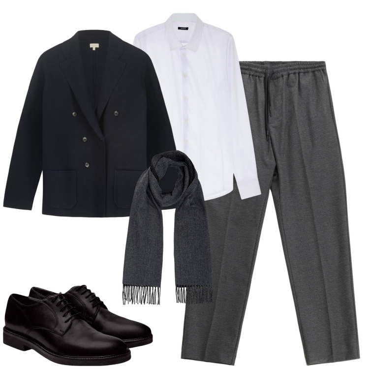 Outfit uomo - Total look #2281377. Stile Business/Elegante per Tutti i giorni. Abbinamento con camicie, pantaloni, giacche, scarpe stringate, sciarpe.