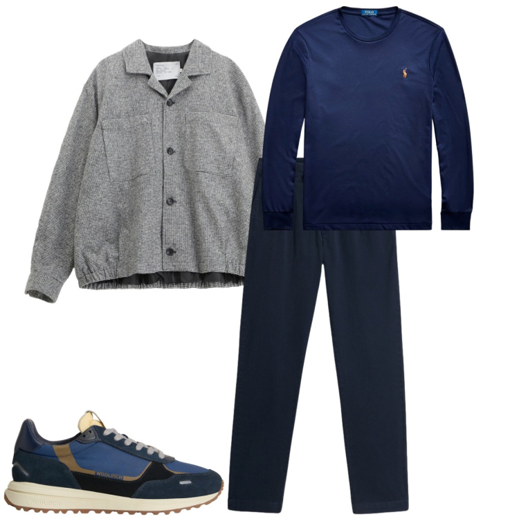Outfit uomo - Total look #2281385. Stile Casual per Tutti i giorni. Abbinamento con cappotti, t-shirt, sneakers, pantaloni.