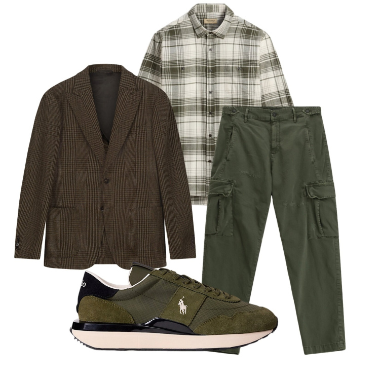 Outfit uomo - Total look #2281407. Stile Trendy per Tutti i giorni. Abbinamento con pantaloni cargo, sneakers, camicie, giacche.