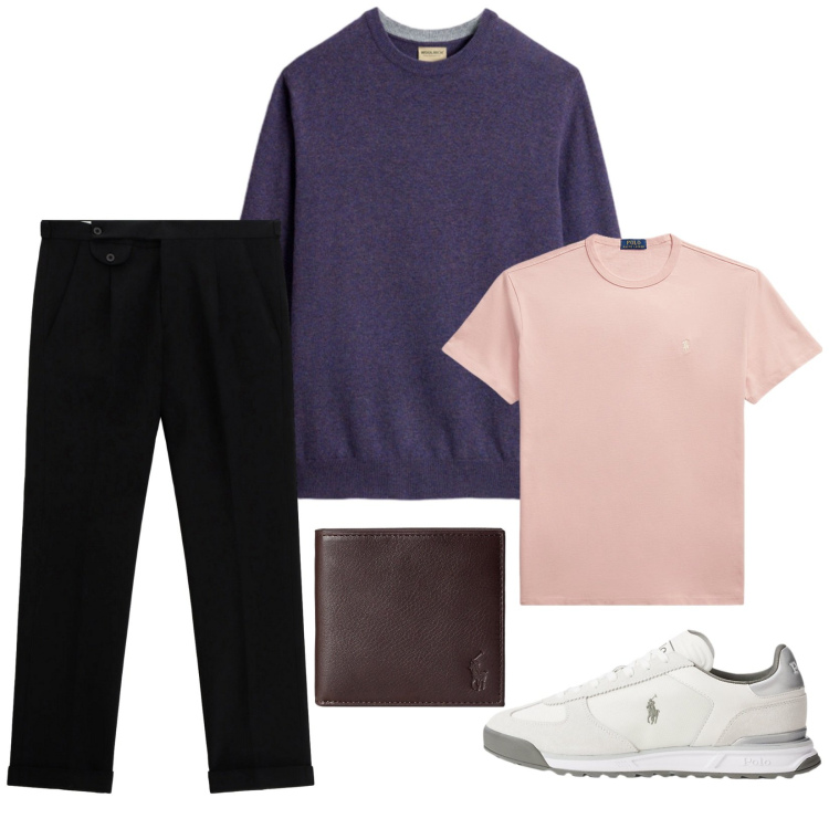 Outfit uomo - Total look #2281420. Stile Casual per Tutti i giorni. Abbinamento con pantaloni, t-shirt, portafogli, sneakers, maglieria.