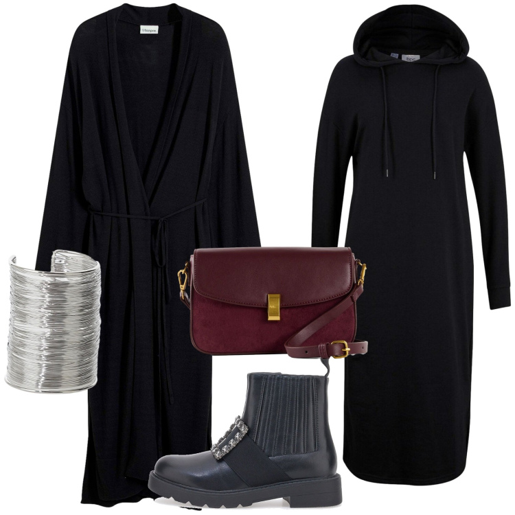 Outfit donna - Total look #2281426. Stile Chic per Serata fuori. Abbinamento con vestiti, cappotti, borse a mano, braccialetti, stivaletti chelsea.