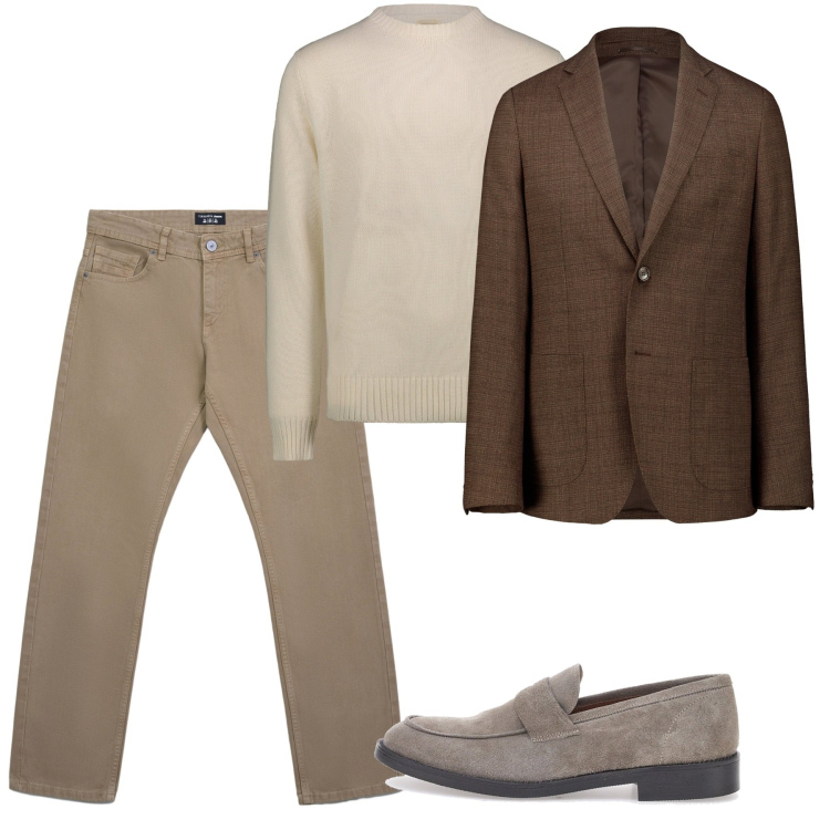 Outfit uomo - Foglie di novembre. Stile Casual per Tutti i giorni. Abbinamento con jeans, scarpe stringate, maglieria, giacche.
