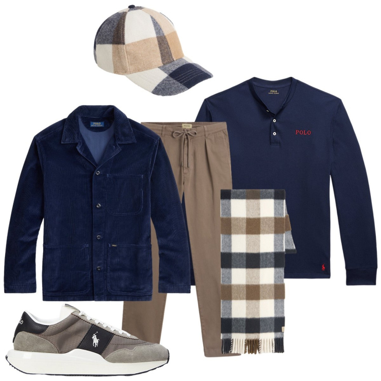 Outfit uomo - Stile con sciarpa e berretto. Stile Trendy per Tutti i giorni. Abbinamento con sneakers, giacche, t-shirt, pantaloni, cappelli con visiera, sciarpe.
