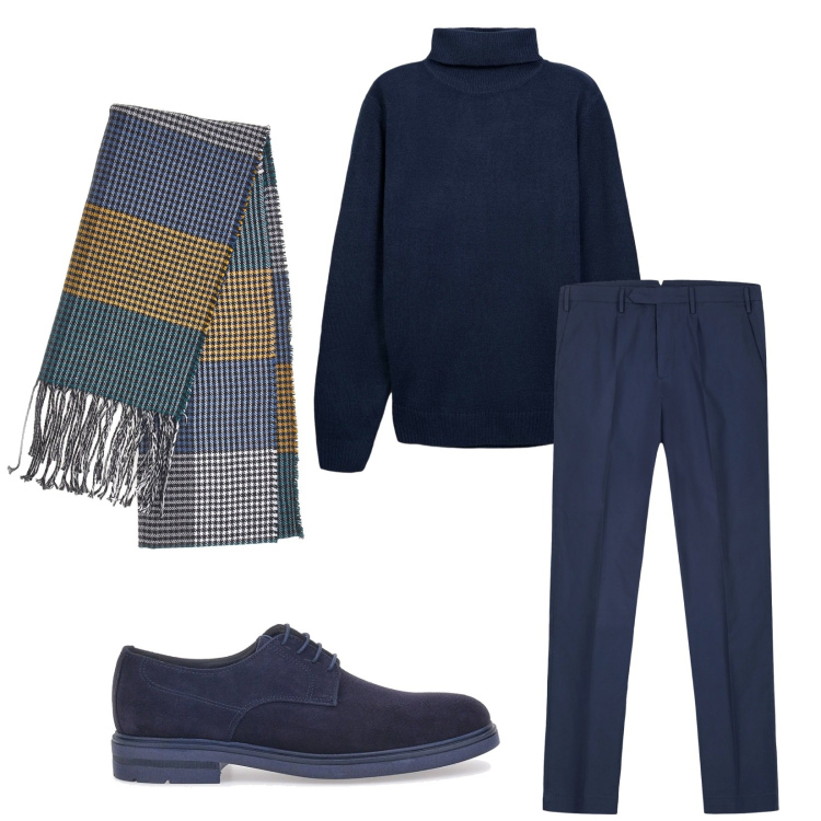 Outfit uomo - Total look #2281587. Stile Business/Elegante per Ufficio. Abbinamento con maglieria, sciarpe, scarpe stringate, pantaloni.