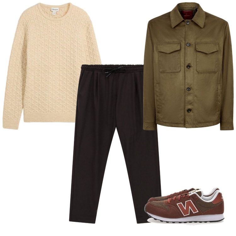 Outfit uomo - Fine settimana. Stile Casual per Tutti i giorni. Abbinamento con maglieria, pantaloni, giacche, sneakers.