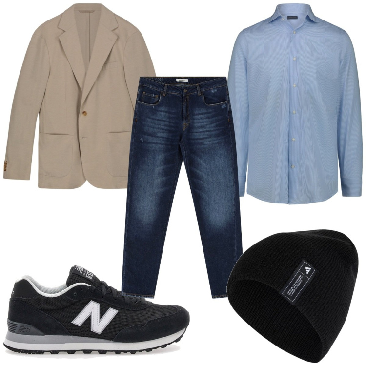 Outfit uomo - Total look #2281626. Stile Casual per Tutti i giorni. Abbinamento con jeans dritti, berretti, sneakers, giacche, camicie.
