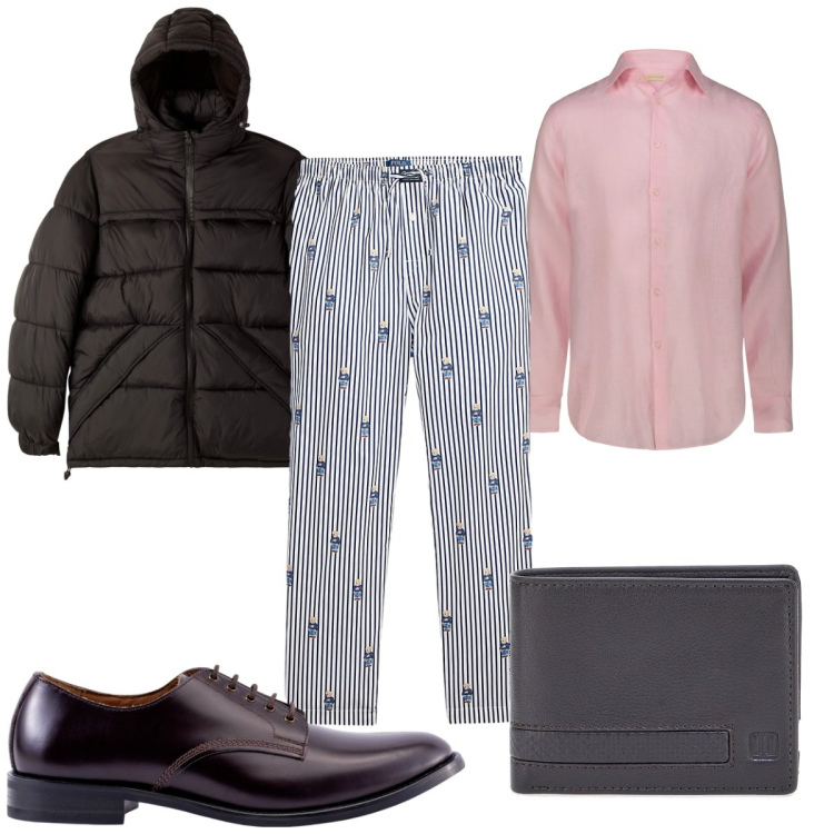 Outfit uomo - Total look #2281649. Stile Trendy per Tutti i giorni. Abbinamento con bomber, pantaloni, portafogli, camicie, scarpe stringate.