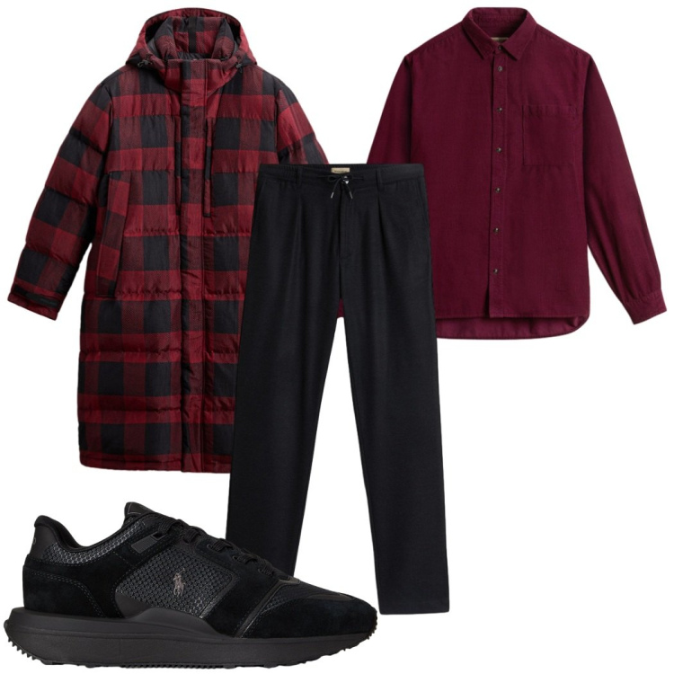 Outfit uomo - Total look #2281650. Stile Trendy per Tutti i giorni. Abbinamento con sneakers, camicie, parka, pantaloni.