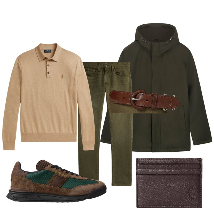Outfit uomo - Stile con Polo Ralph Lauren. Stile Casual per Tutti i giorni. Abbinamento con portafogli, jeans, cinture, sneakers, maglieria, eskimo.