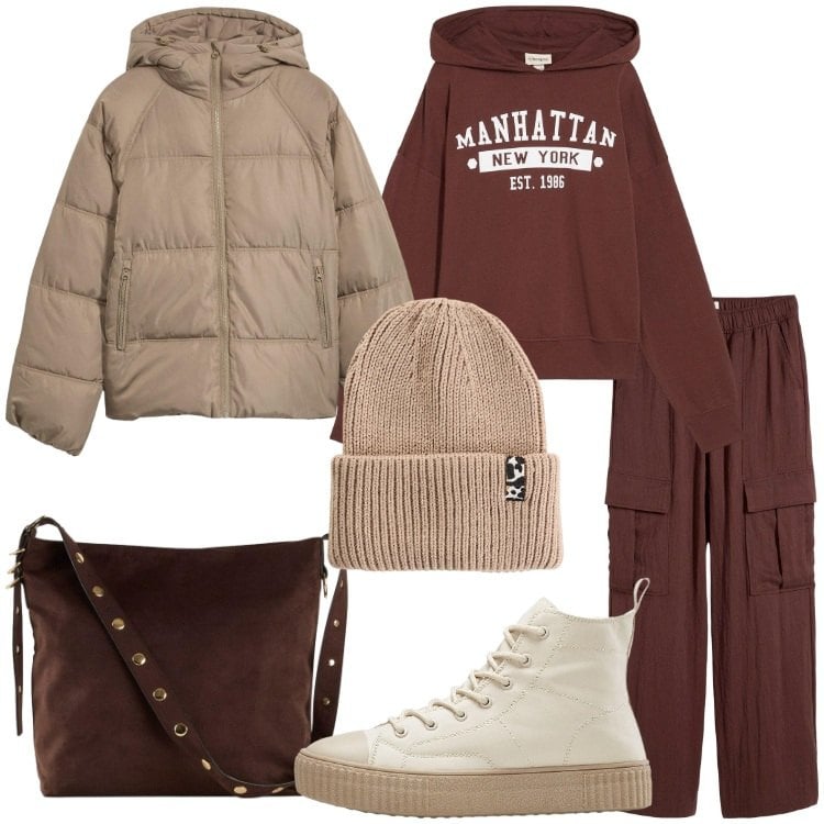 Outfit donna - bonprix - SINGLES\' DAY. Stile Casual per Scuola/Università. Abbinamento con giacche, shopping bag, berretti, pantaloni cargo, felpe con cappuccio, sneakers alte.