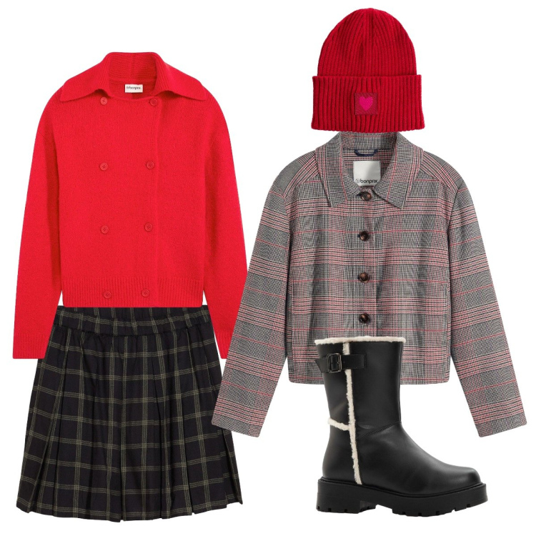 Outfit donna - Aspettando le feste - bonprix. Stile Urban per Tutti i giorni. Abbinamento con stivali, cappotti, gonne, cardigans, berretti.