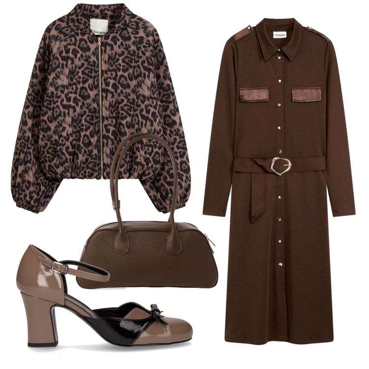 Outfit donna - Total look #2281824. Stile Glamour per Serata fuori. Abbinamento con bomber, vestiti, borse a mano, décolleté.