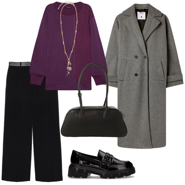 Outfit donna - Per tutto il giorno. per Tutti i giorni. Abbinamento con cappotti, borse a mano, felpe, ciondoli, pantaloni, mocassini.