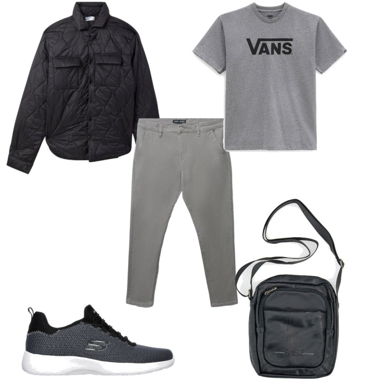 Outfit uomo - Total look #2281850. Stile Trendy per Tutti i giorni. Abbinamento con pantaloni chino, giacche, t-shirt, sneakers, borse sportive.