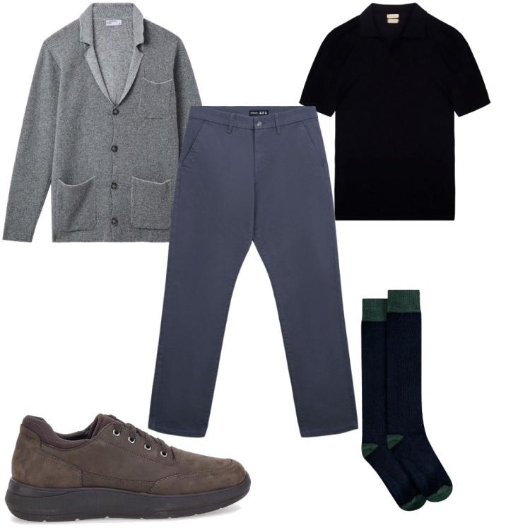 Outfit uomo - Total look #2281860. Stile Casual per Tutti i giorni. Abbinamento con giacche, pantaloni chino, polo, calzini, scarpe stringate.