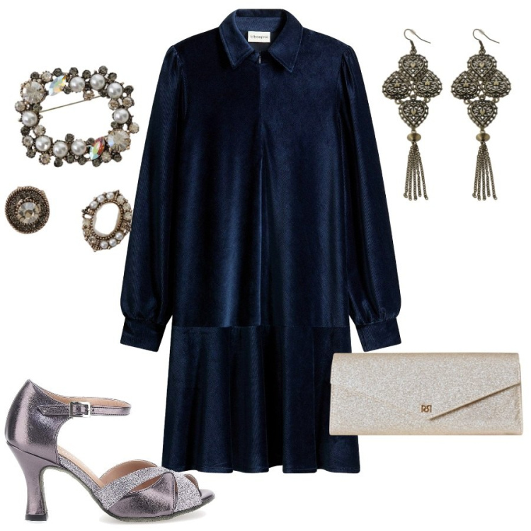 Outfit donna - adesso si balla. Stile Vintage retrò per Serata fuori. Abbinamento con vestiti corti, pochette, cappotti, orecchini, décolleté.