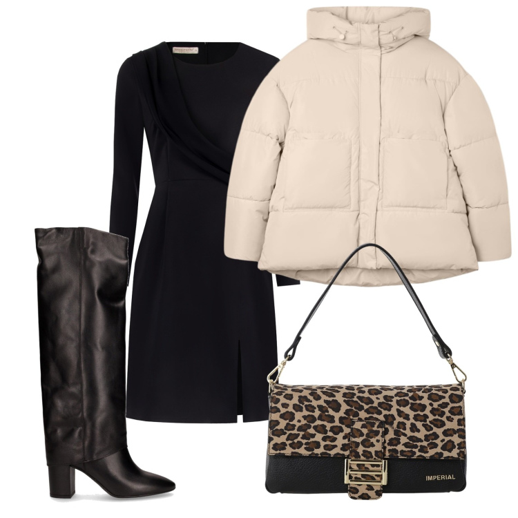 Outfit donna - Approccio moderno. Stile Sexy per Serata fuori. Abbinamento con vestiti a tubino, bomber, borse a spalla, stivali.