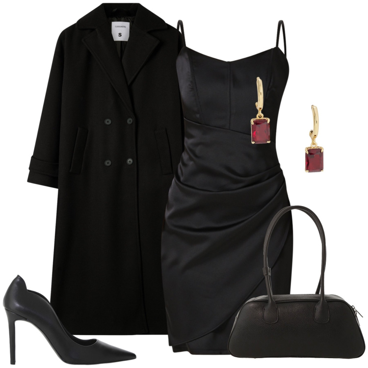 Outfit donna - Mi faccio bella per me!. Stile Glamour per Serata fuori. Abbinamento con vestiti a tubino, cappotti, borse a mano, décolleté, orecchini.