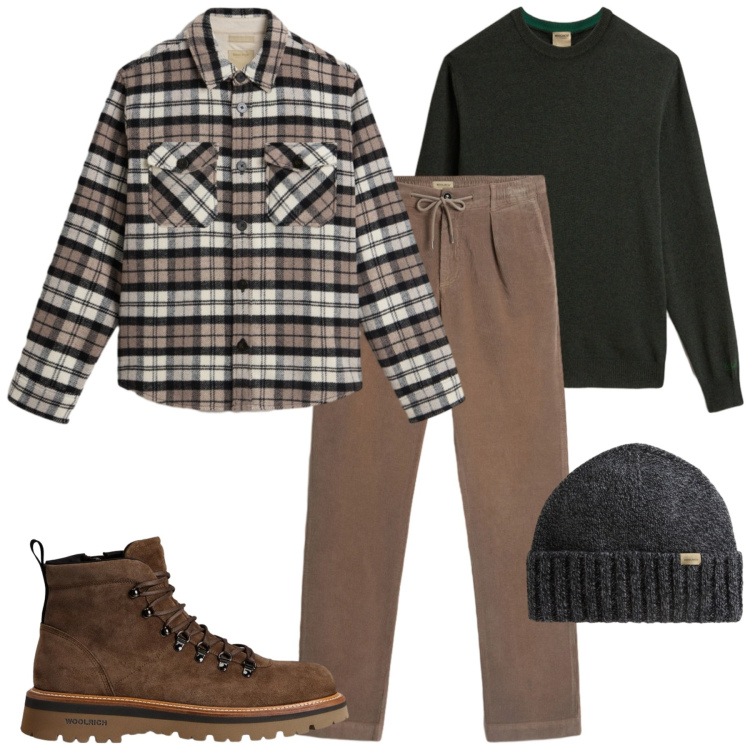 Outfit uomo - Weekend. Stile Casual per Tutti i giorni. Abbinamento con pantaloni, stivali e stivaletti, berretti, maglieria, cappotti.