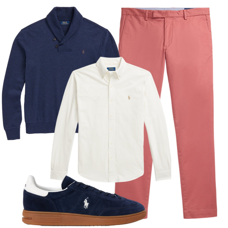 Outfit uomo - Total look #2281937. Stile Casual per Tutti i giorni. Abbinamento con pantaloni chino, sneakers, pullovers, camicie.