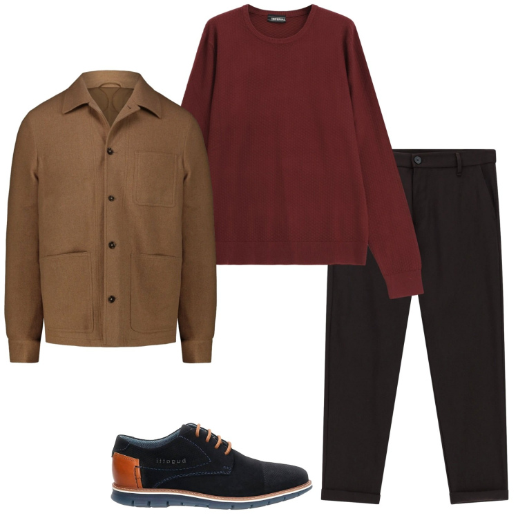 Outfit uomo - Total look #2281942. Stile Casual per Tutti i giorni. Abbinamento con pantaloni, maglieria, scarpe stringate, cappotti.