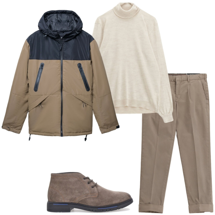 Outfit uomo - Friday with you. Stile Trendy per Serata speciale. Abbinamento con bomber, maglieria, pantaloni chino, scarpe stringate.