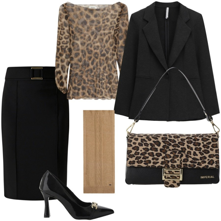 Outfit donna - Serate di Novembre. Stile Glamour per Serata fuori. Abbinamento con gonne, borse a spalla, décolleté, blazer, sciarpe, top.
