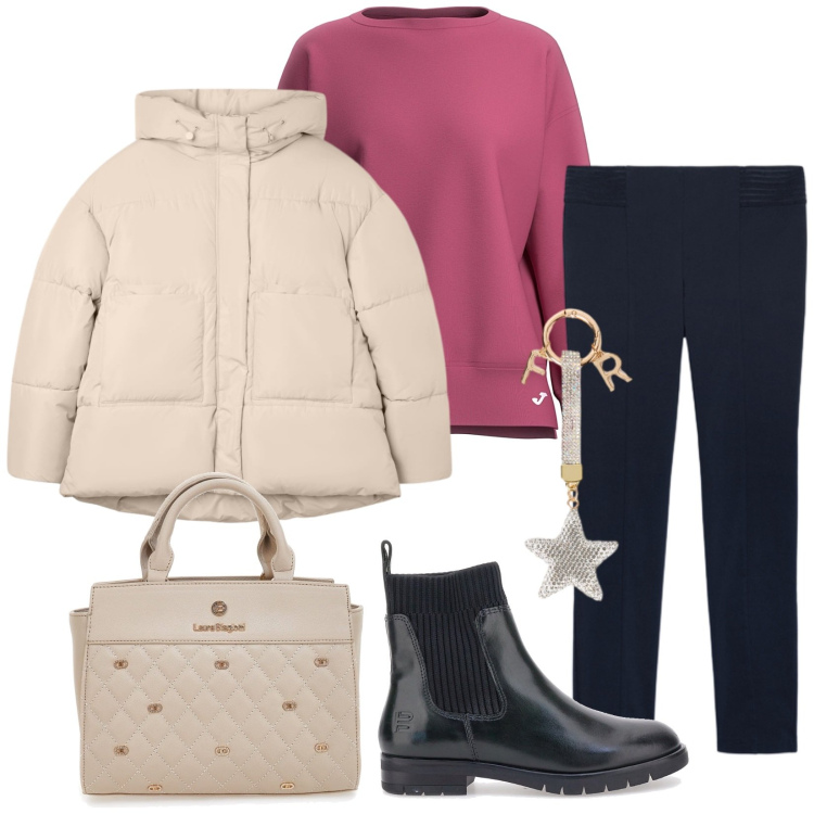 Outfit donna - Total look #2282034. Stile Casual per Tutti i giorni. Abbinamento con bomber, jeggings, felpe, stivaletti, portachiavi, borse a mano.