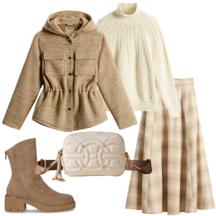 Outfit donna - Novembre con gli stivaletti. Stile Casual chic per Tutti i giorni. Abbinamento con borse a tracolla, blazer, gonne lunghe, maglieria, stivaletti.