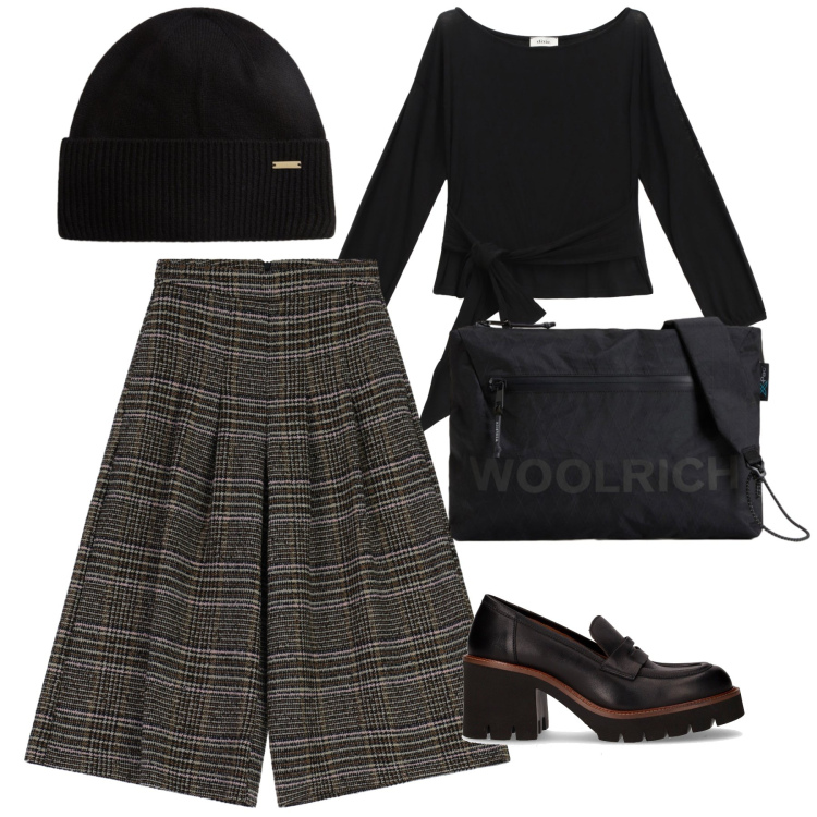 Outfit donna - I pantapalazzo in ufficio. Stile Urban per Ufficio. Abbinamento con pantaloni a palazzo, top, berretti, borse a tracolla, décolleté.