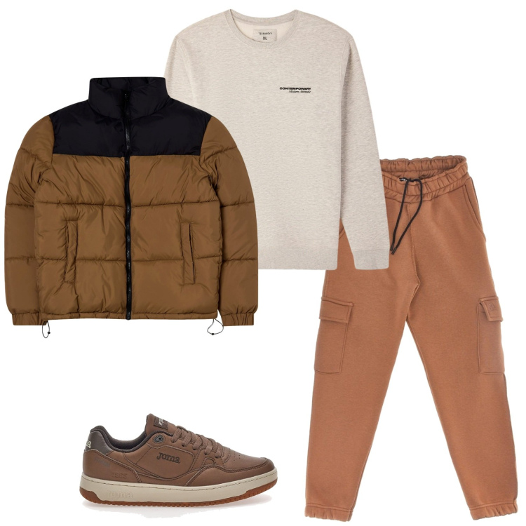 Outfit uomo - Total look #2282106. Stile Casual per Tutti i giorni. Abbinamento con bomber, felpe, sneakers, pantaloni cargo.