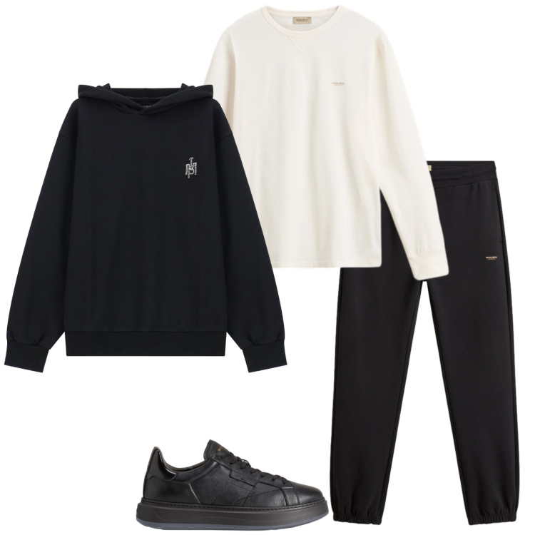 Outfit uomo - Voglia di comfort. Stile Casual per Tutti i giorni. Abbinamento con felpe con cappuccio, pantaloni, t-shirt, sneakers.