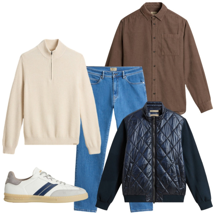 Outfit uomo - Bomber imbottito. Stile Casual per Tutti i giorni. Abbinamento con pantaloni, maglieria, sneakers, giacche, camicie.