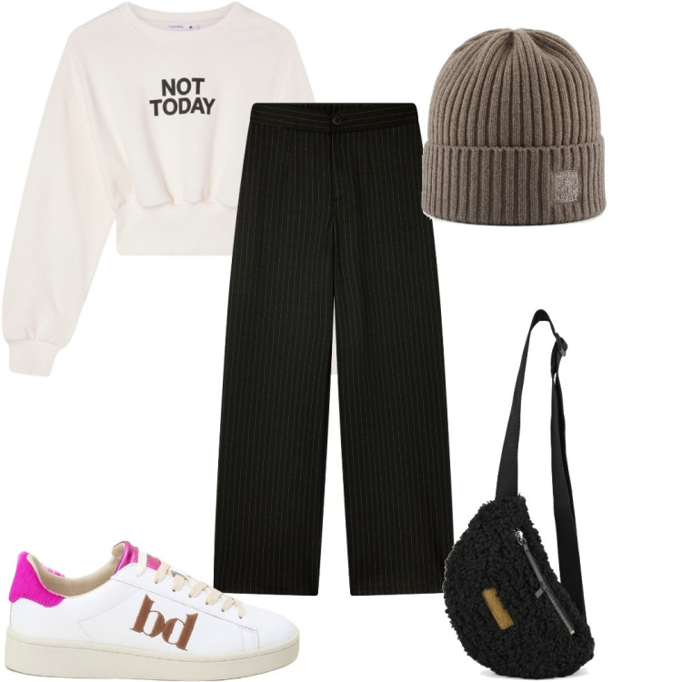 Outfit donna - Total look #2282149. Stile Basic per Tutti i giorni. Abbinamento con felpe, pantaloni, sneakers, marsupi, berretti.