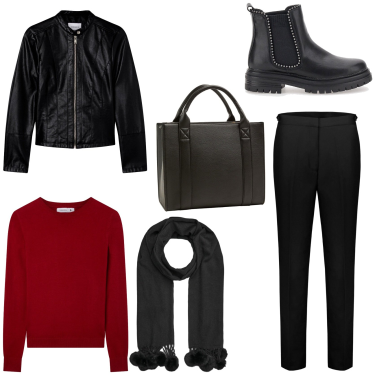 Outfit donna - Biker boots mania. Stile Urban per Tutti i giorni. Abbinamento con borse tote, maglieria, sciarpe, giacche, pantaloni chino, stivaletti chelsea.
