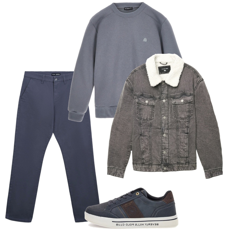 Outfit uomo - Denim invernale. Stile Casual per Tutti i giorni. Abbinamento con pantaloni chino, cappotti, sneakers, felpe.