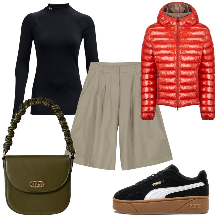 Outfit donna - Total look #2282200. Stile Trendy per Tutti i giorni. Abbinamento con borse a mano, blazer, pullovers, bermuda, sneakers.