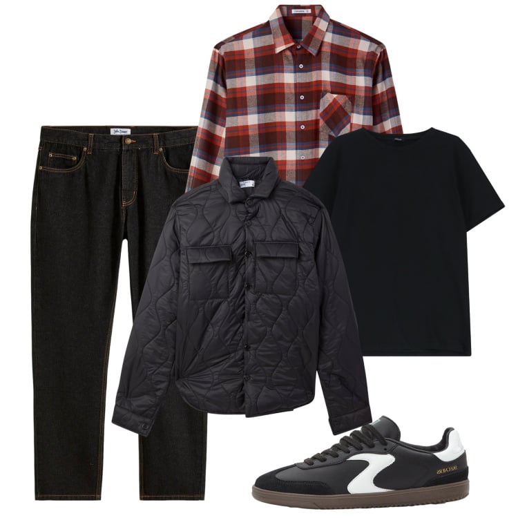 Outfit uomo - Novembre. Stile Casual per Tutti i giorni. Abbinamento con jeans dritti, sneakers, camicie, giacche, t-shirt.