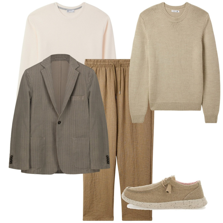 Outfit uomo - Light. Stile Casual per Tutti i giorni. Abbinamento con maglieria, pantaloni, maglieria, scarpe stringate, giacche.