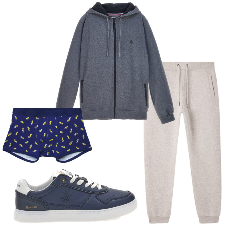 Outfit uomo - Total look #2282230. Stile Urban per Sport. Abbinamento con pantaloni, slip, sneakers, felpe con cappuccio.