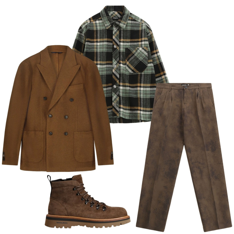 Outfit uomo - Total look #2282234. Stile Trendy per Tutti i giorni. Abbinamento con pantaloni, camicie, stivali e stivaletti, giacche.