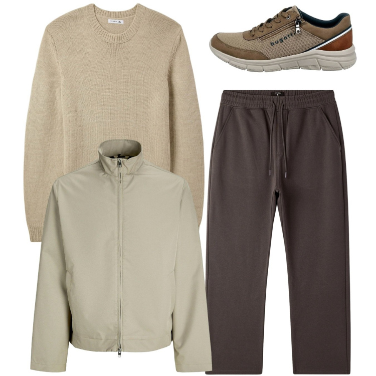 Outfit uomo - Sporty. Stile Urban per Tutti i giorni. Abbinamento con giacche, pantaloni, maglieria, sneakers.