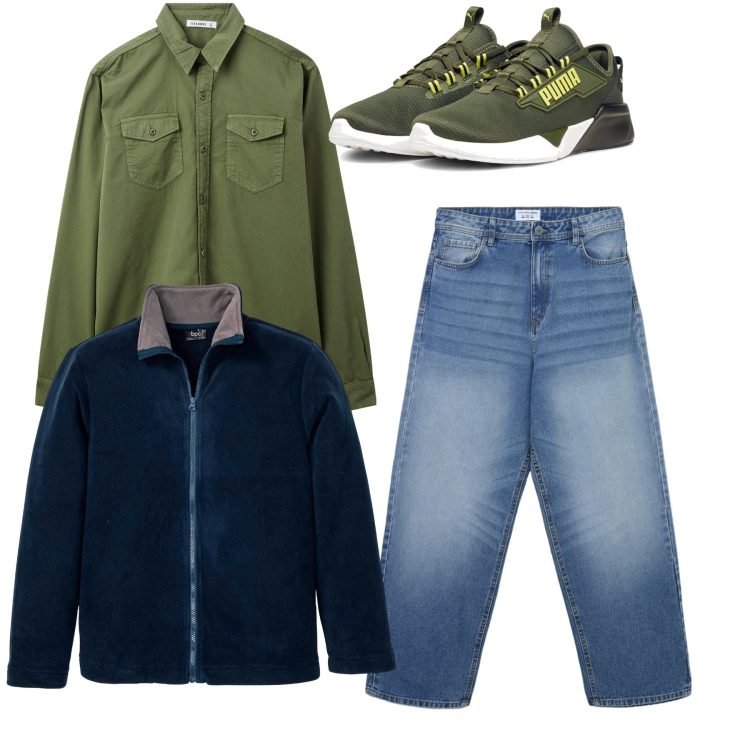 Outfit uomo - Total look. Stile Casual per Tutti i giorni. Abbinamento con giacche, camicie, jeans, sneakers.