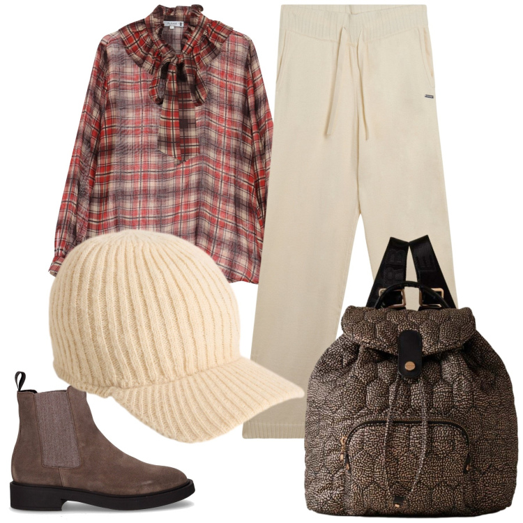 Outfit donna - La camicia sportiva e chic insieme. Stile Sporty chic per Tutti i giorni. Abbinamento con bluse, zaini, pantaloni, cappelli, stivaletti chelsea.