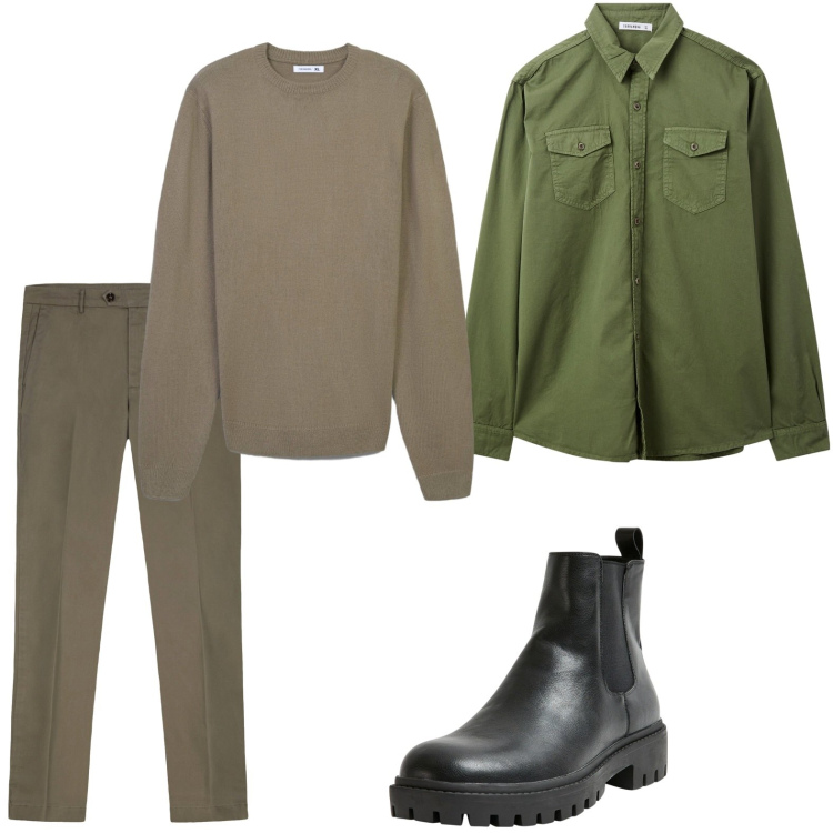 Outfit uomo - Look per diverse occasioni. Stile Urban per Tutti i giorni. Abbinamento con stivali e stivaletti, camicie, maglieria, pantaloni chino.