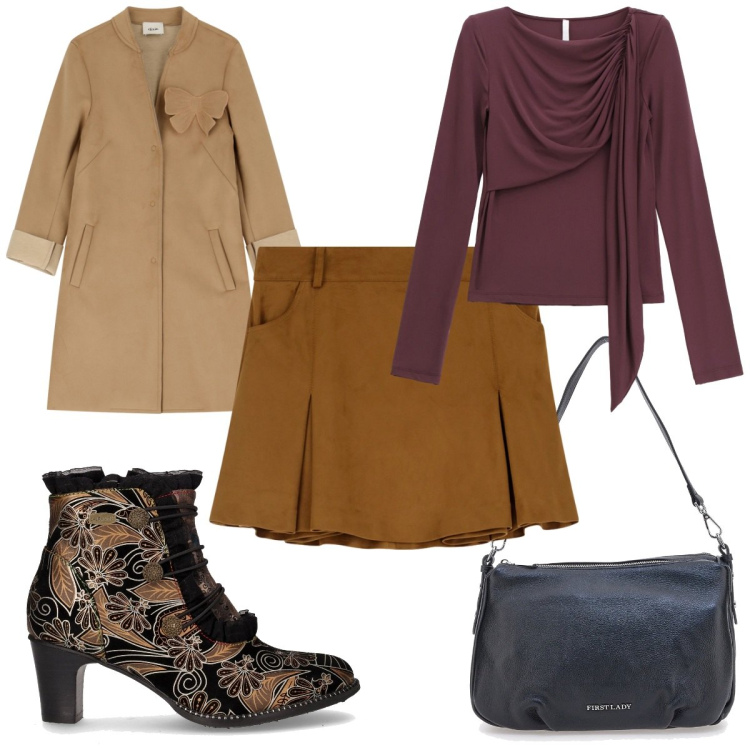 Outfit donna - A novembre con gli stivaletti: trendy. Stile Trendy per Tutti i giorni. Abbinamento con minigonne, bluse, cappotti, borse a spalla, stivaletti.