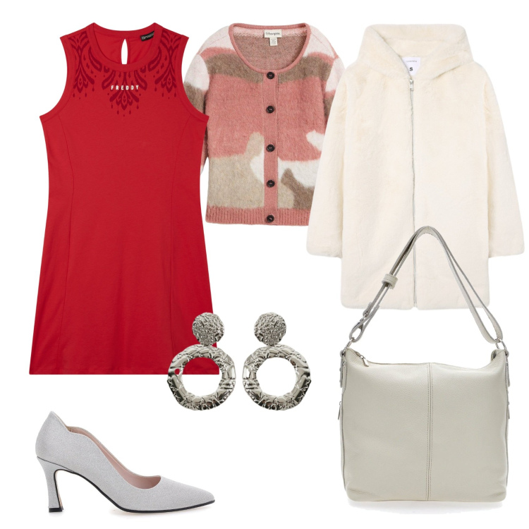 Outfit donna - Total look #2282388. Stile Chic per Tutti i giorni. Abbinamento con cardigans, cappotti, orecchini, vestiti midi/longuette, borse a spalla, décolleté.