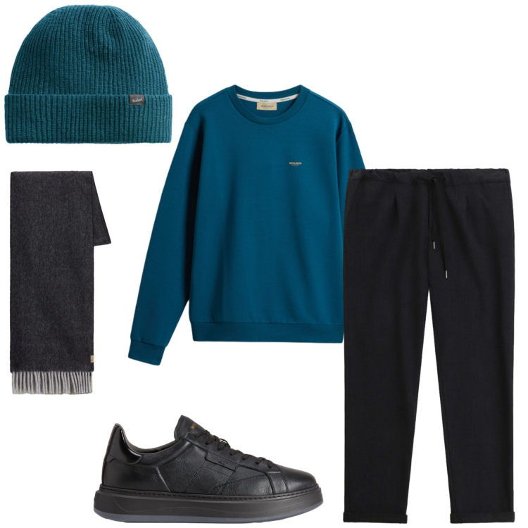 Outfit uomo - Total look #2282389. Stile Urban per Sport. Abbinamento con pantaloni, sneakers, felpe, berretti, sciarpe.