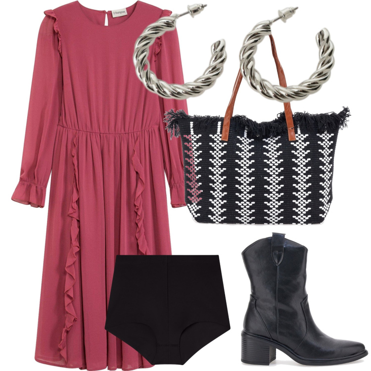 Outfit donna - Il boho è qui. Stile Boho per Tutti i giorni. Abbinamento con vestiti, slip, orecchini, borse a spalla, stivaletti texani.